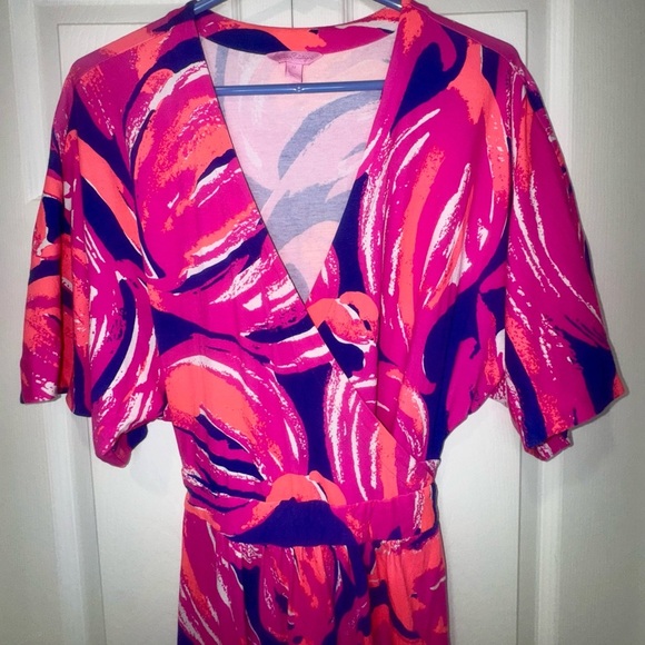 Lilly Pulitzer Amoritta Wrap Dress in Bomber Blue Plume, Bright Colors, Size M - Picture 2 of 11